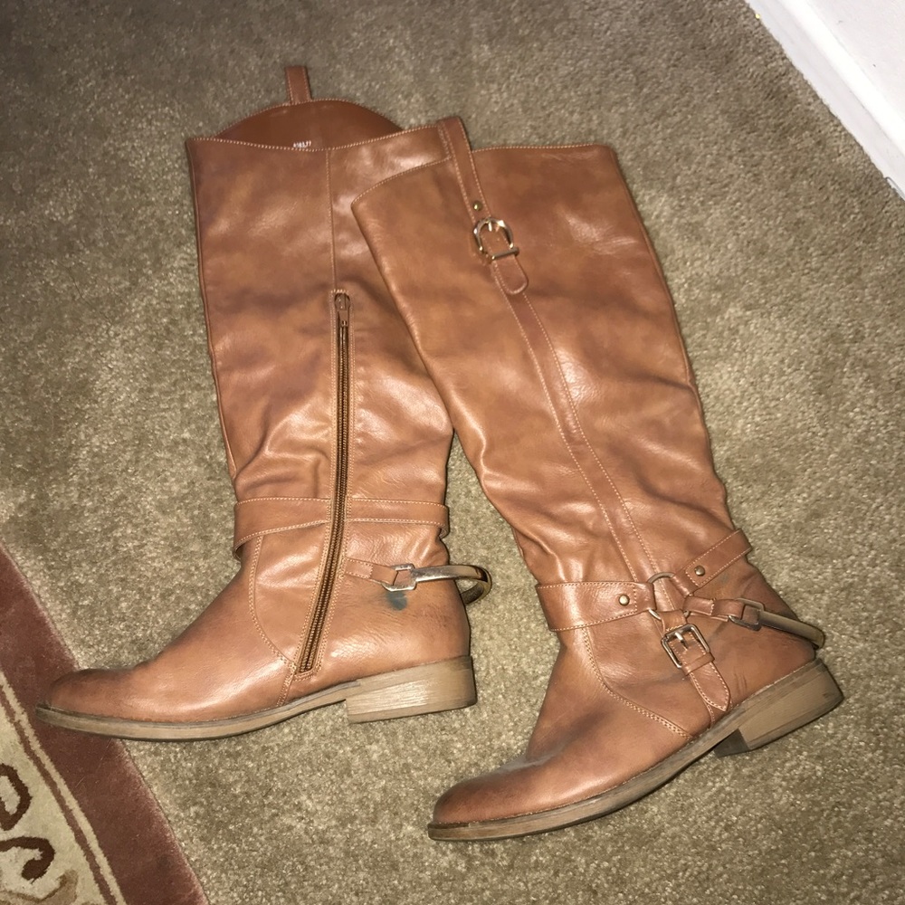 Cathy Jean tall riding boots tan brown size 8